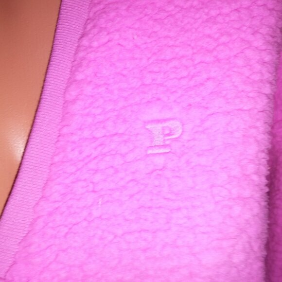 Victoria Secret PINK Hoodie Sweater Sherpa Pink Solid Thick Cozy Pullover - Picture 6 of 10